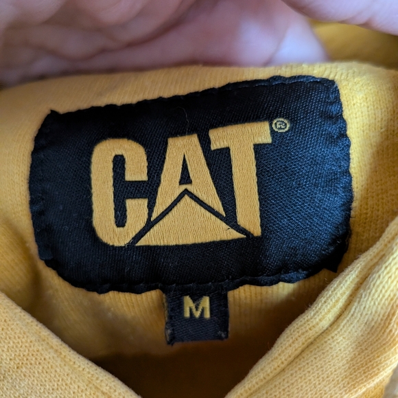 Vintage Yellow Cat Caterpillar Hoodie M - Picture 4 of 12